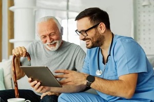 old man with doctor
