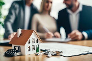 Real estate agent talking about Business people negotiating a contract for insurance hard market for commercial property
