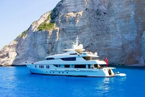 yatch near hill
