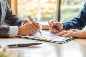 Insurance Agent Explaining Right Policy to A Retail Business Owner