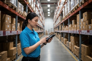 Worker Checking Product Inventory in A Retail Store